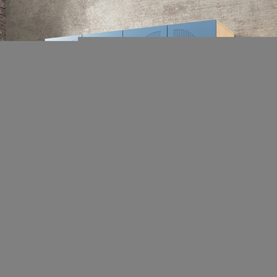 Шкаф Агератум МДФ четырехсекционный в синей эмали - Дуб молочный 8622  230*50*260