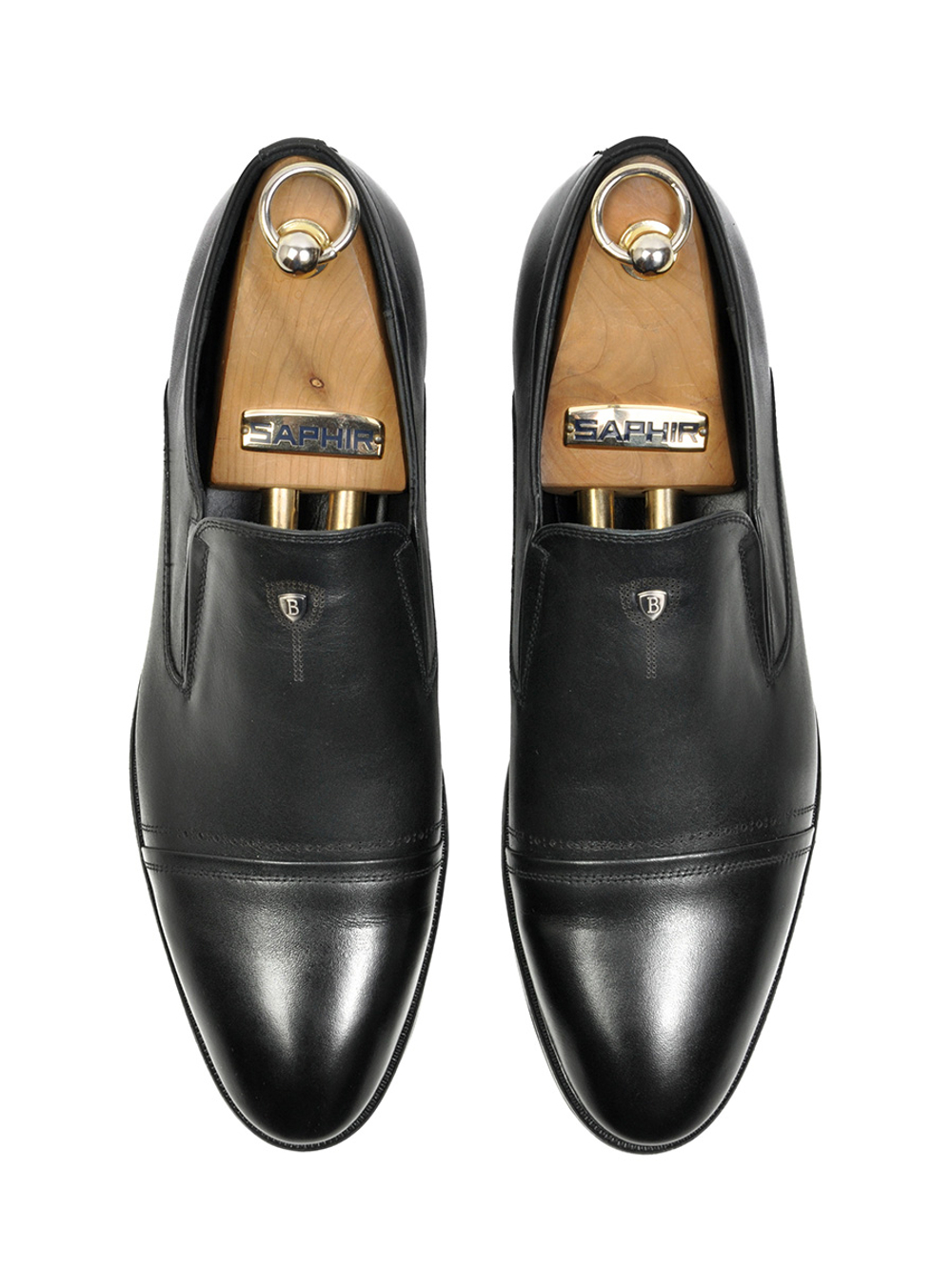 Мужские кожаные туфли Vorsh, полуброги без шнурков, V5090 черные