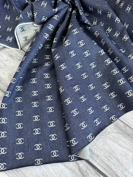 Джинсовая ткань Chanel Jeans с логотипом, темно-синий, Италия