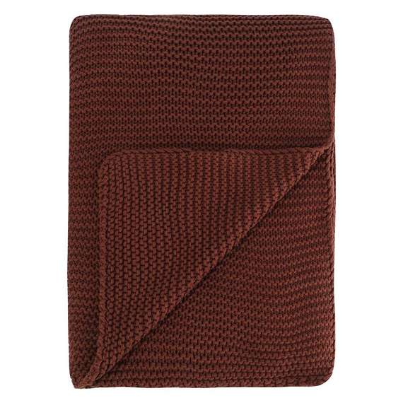 Плед из хлопка жемчужной вязки коричневого цвета из коллекции essential, 130x180 см