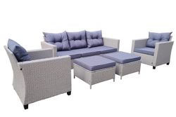 "Бостон" лаунж-зона из искусственного ротанга, цвет серый