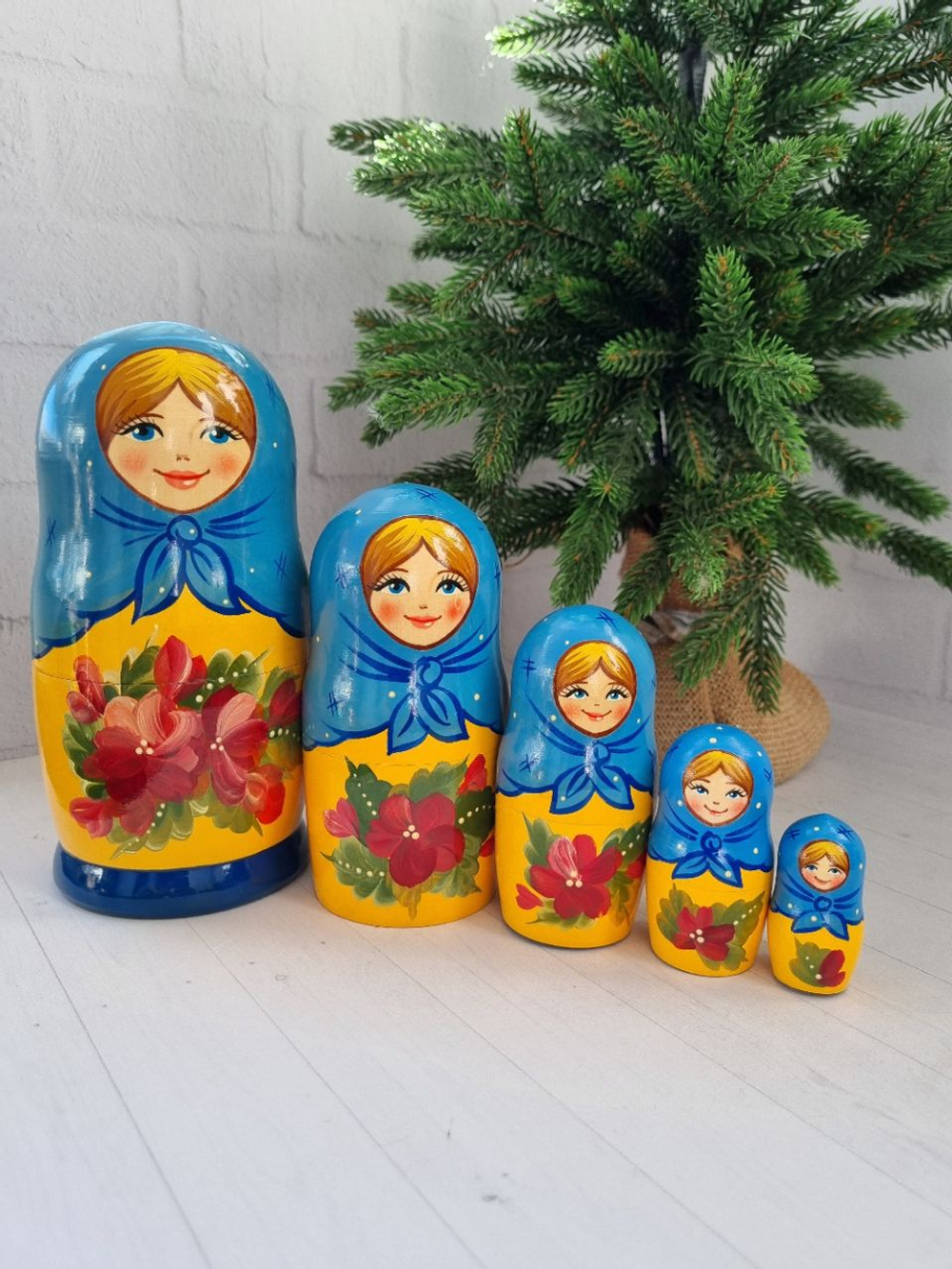 Матрешка 5м 18см цветочная