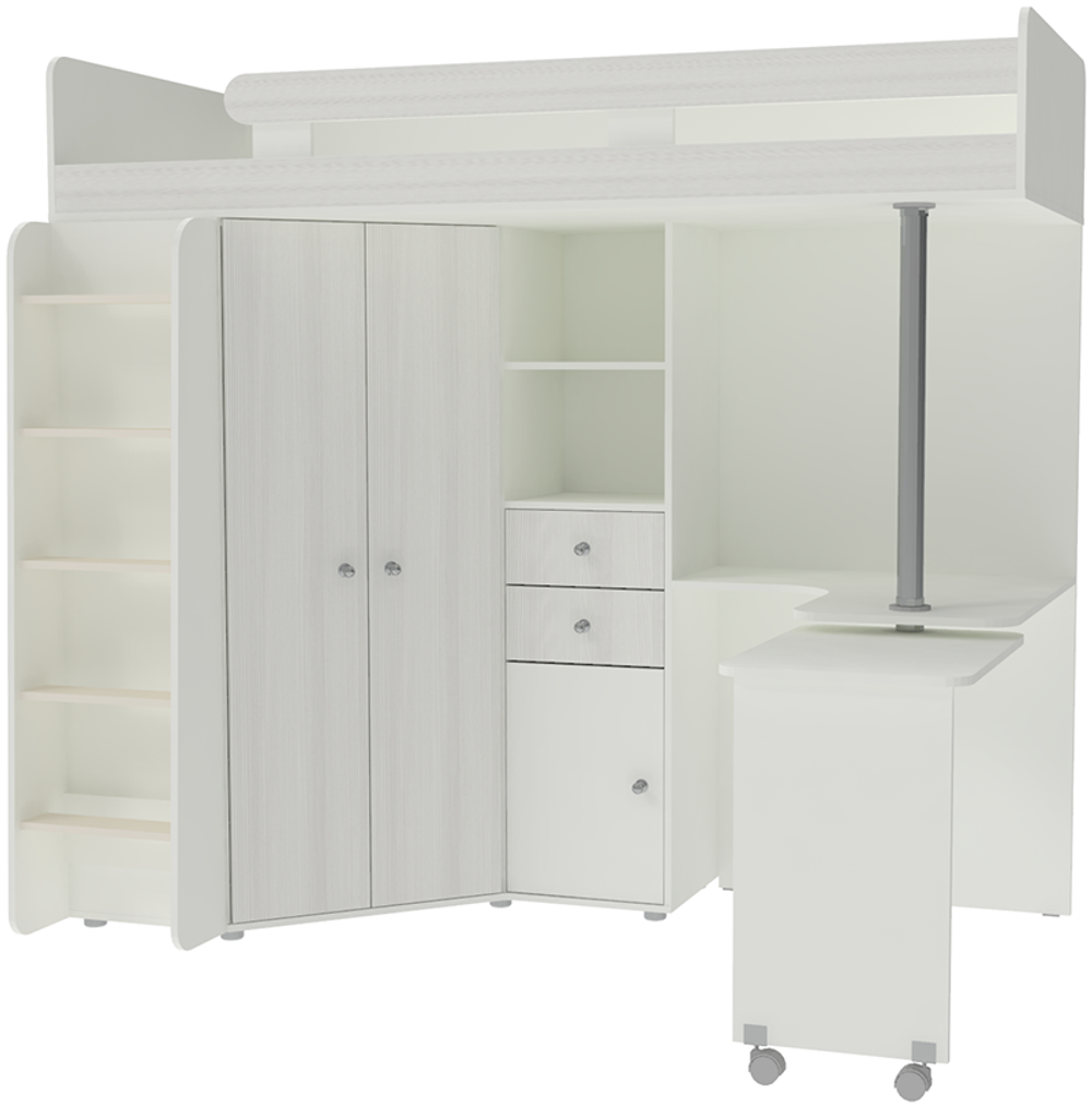 Кровать-чердак КарИВи М85 Белый  Белое Дерево