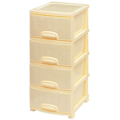 Комод 4 ящика, Белое дерево, 38х48х93 см, сл кость, РП-421, Росспласт