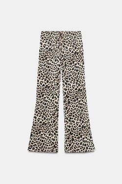 ZARA АТЛАСНЫЕ БРЮКИ НА ШНУРКЕ, ЛЕОПАРДОВЫЙ