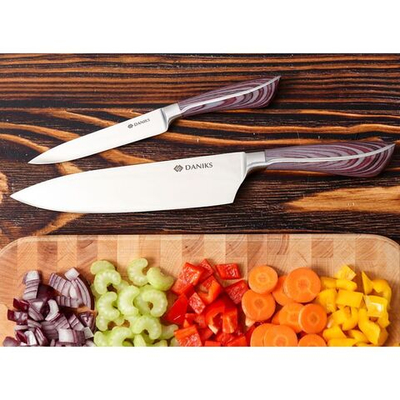 Набор ножей 2 пр, 20;12.5 см, нерж сталь, рук пласт, Daniks, Тибр, JA202042002