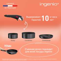 Набор посуды со съемной ручкой Tefal Ingenio Daily Chef Black 10 предметов 16/20/24/24/28 см L7629142