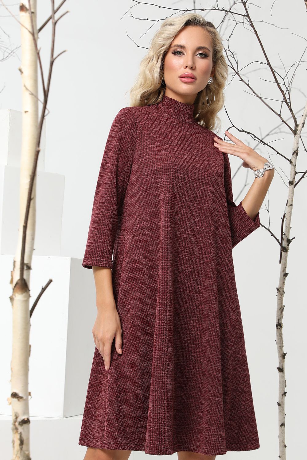 Платье бордовое трикотажное А-силуэта DStrend (Акция)