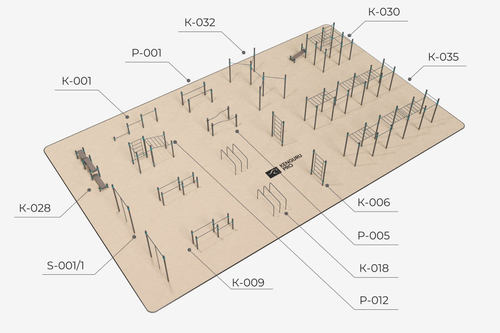 Воркаут площадка №10 (30 х 18 м)