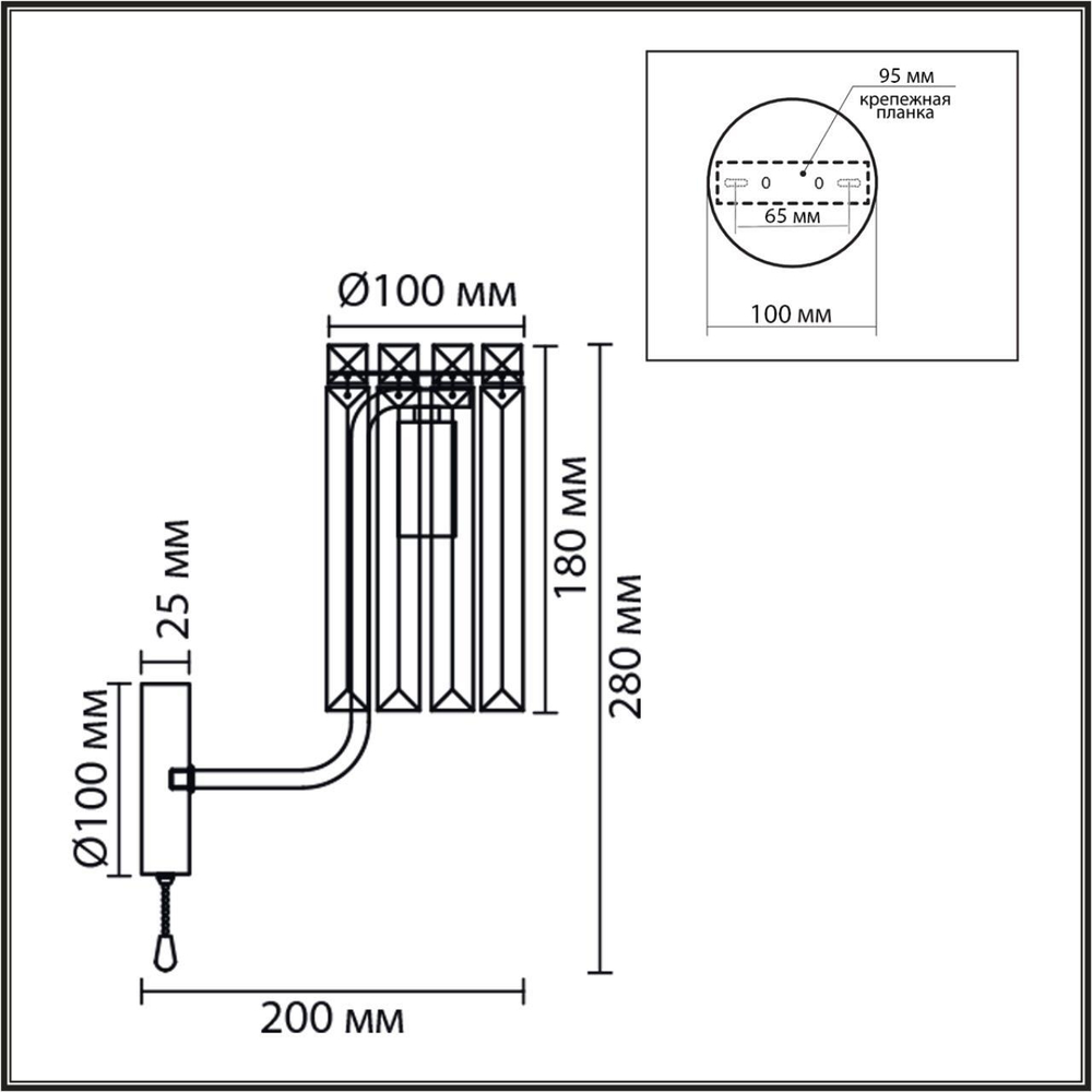 8347/1W CLASSI золото/прозрачный, металл/хрусталь Бра E14 1*40W 220V FAVLA