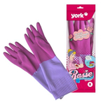 Перчатки резиновые с удлинённой манжетой 38см (M) ароматизированные Роза YORK