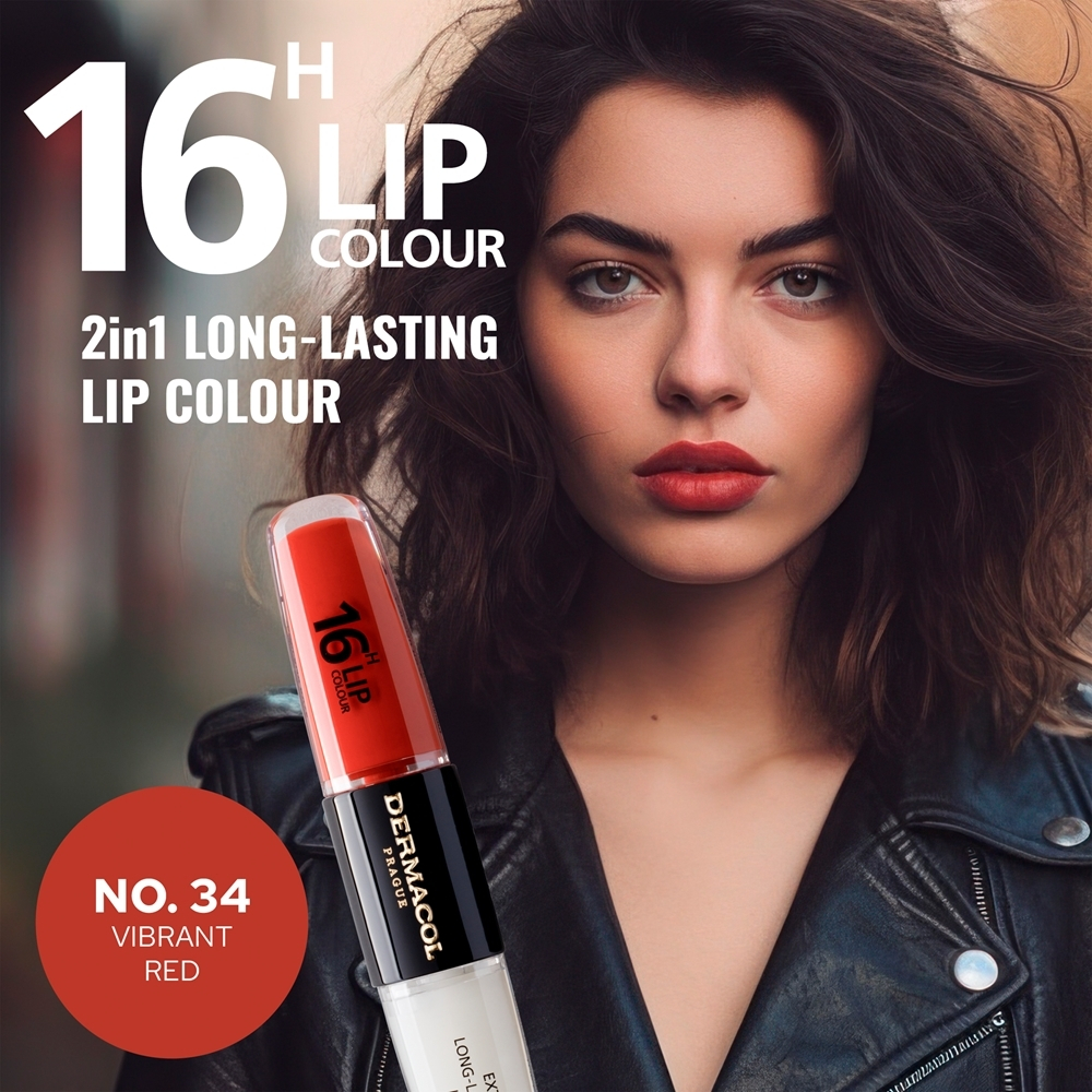 Dermacol 16H Lip Colour - Стойкая помада и блеск для губ, 2× 4 ml