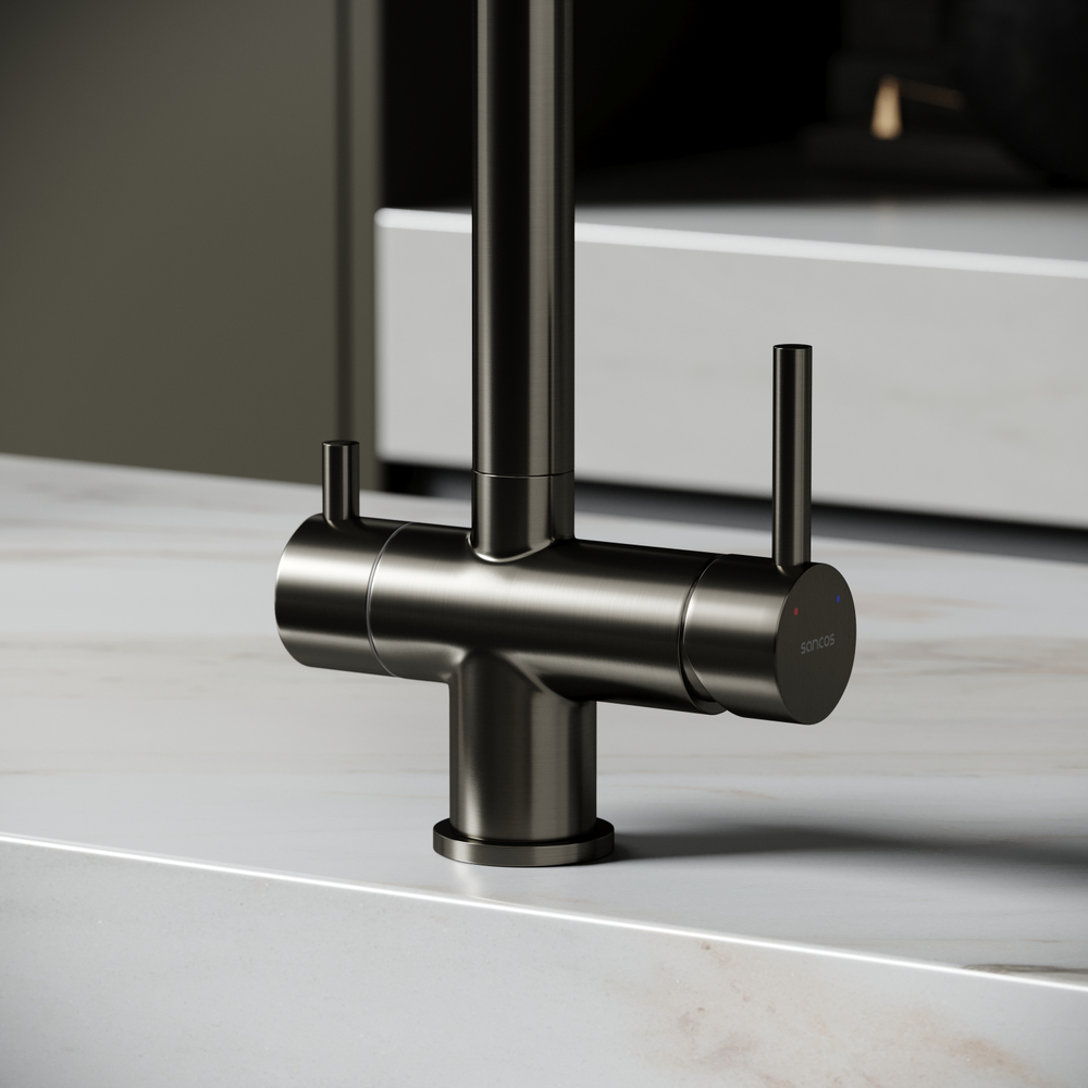 Смеситель для кухни Sancos Foster с краном для фильтра, вороненая сталь, SC4014GG