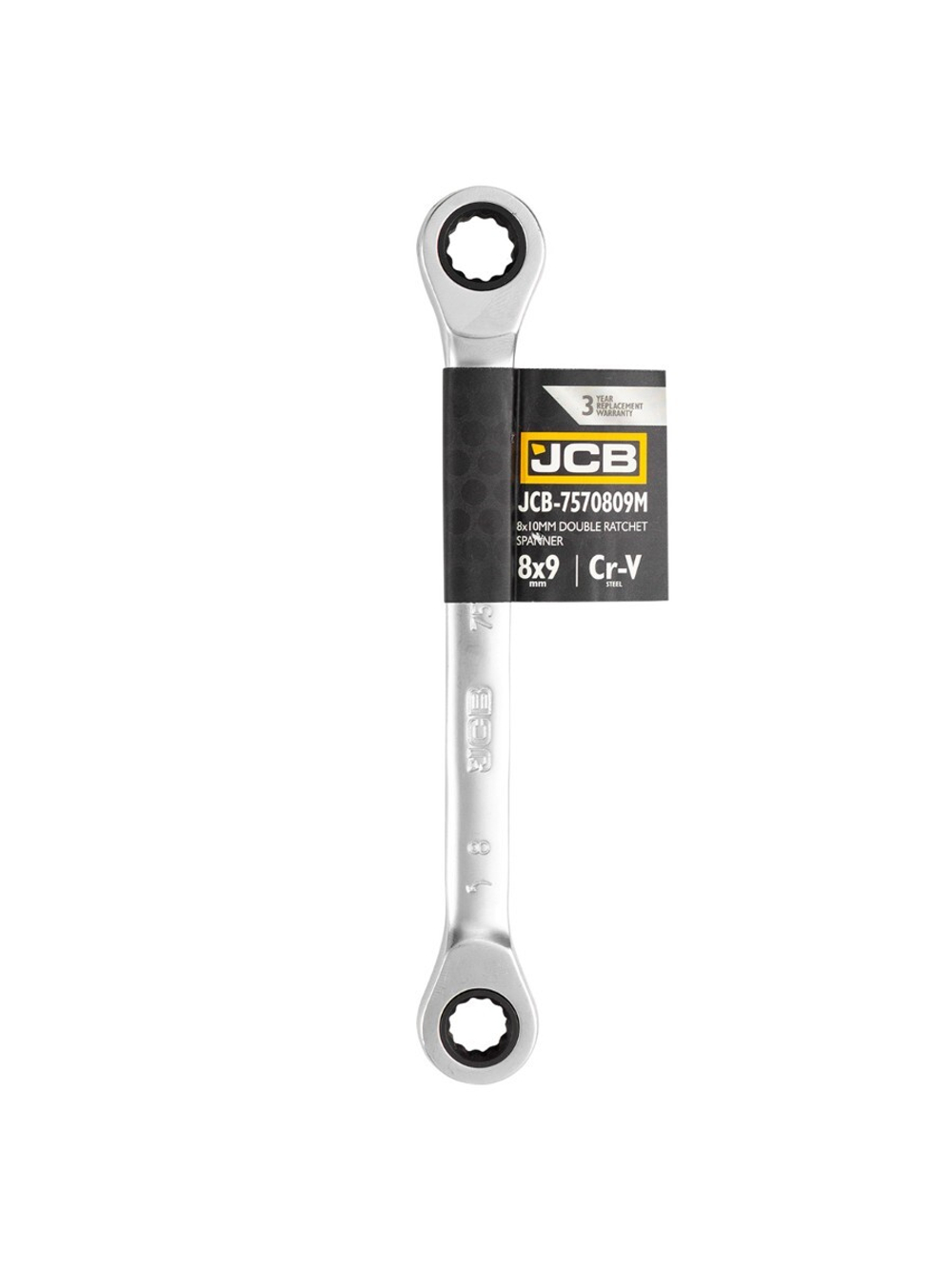 Ключ комбинированный трещоточный двухсторонний 8х9мм JCB JCB-7570809M