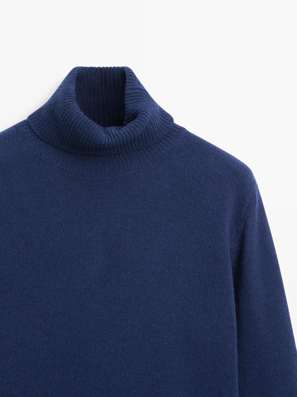 Massimo Dutti Длинный трикотажный свитер с высоким воротником, цвет океана