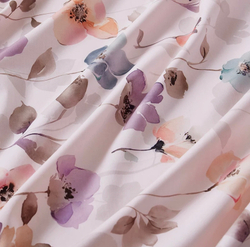 Постельное белье ЕВРО (двуспалка) Египедский Хлопок Цветочки на белом