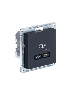 Розетка USB AtlasDesign тип C 65Вт QC PD высокоскор. ЗУ механизм карбон SE ATN001027