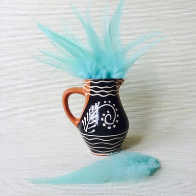 Перья петуха мятно-голубые 7 - 13 см. 20 шт.