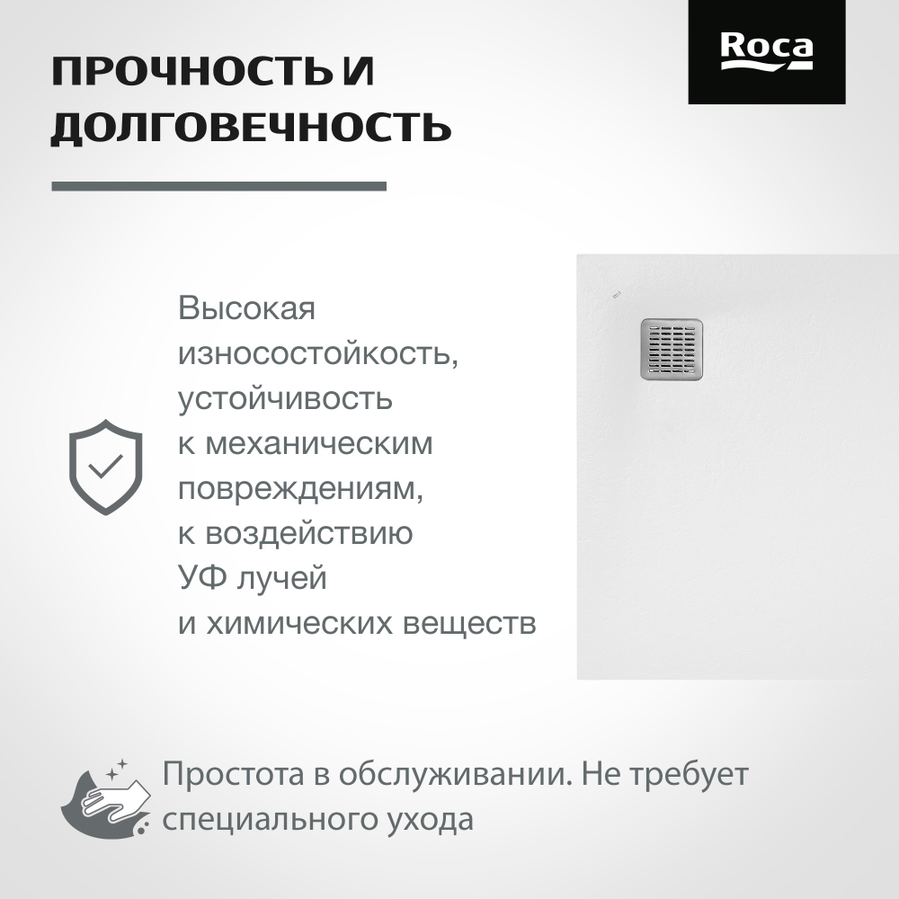 Душевой поддон Roca Terran 900x900 белый, с сифоном и решеткой, AP10338438401100