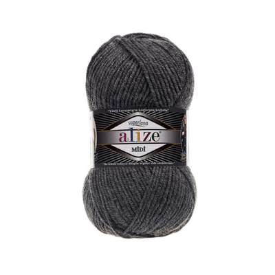 Пряжа Alize (Ализе) Superlana Midi / уп.5 мот. по 100 г, 170м, 182 серый меланж A