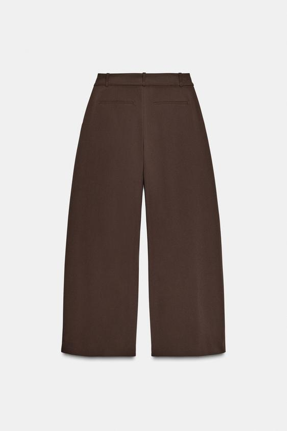 ZARA БРЮКИ С ШИРОКИМИ ШТАНИНАМИ И ТОНКИМ РЕМНЕМ, КОРИЧНЕВЫЙ