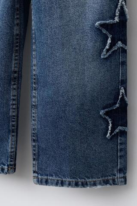 ZARA ДЖИНСЫ WIDE LEG С ЛОСКУТНЫМИ ЗВЕЗДАМИ, СИНИЙ
