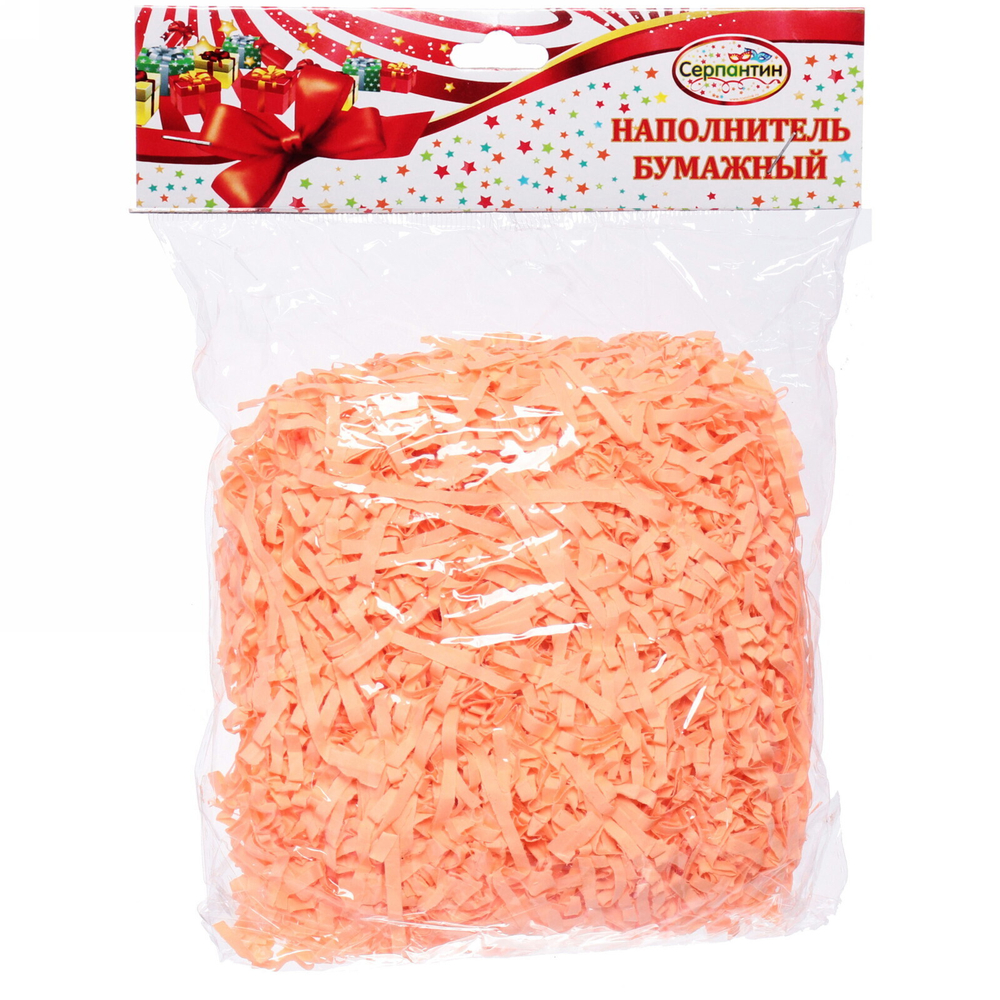 Наполнитель бумажный для подарков «Пастель» 50г (гофре), персиковый