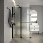 Душевая перегородка Niagara Nova NG-671-10BLACK (100х200) черный матовый,раздвижная,стекло прозрачное,1 место