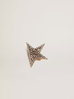 Antique gold-colored brooch with decorative crystals