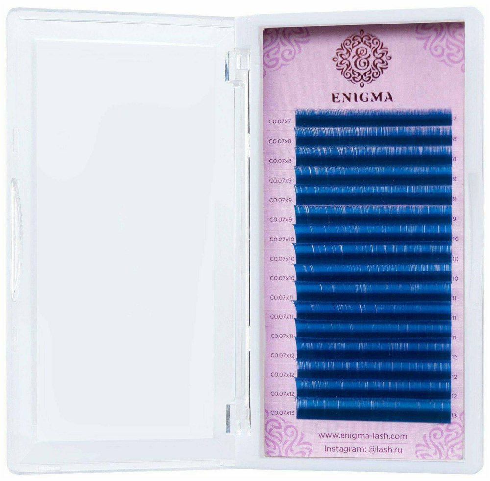 Цветные ресницы Enigma микс 0,07/D/8-13 mm "Синий" (16 линий)