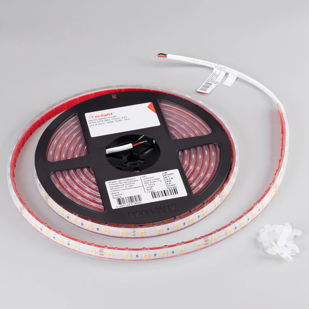 Светодиодная лента герметичная RTW-PFS-B60-13mm 24V Warm3000 (14.4 W/m, IP68, 5060, 5m) (Arlight, -) 033788
