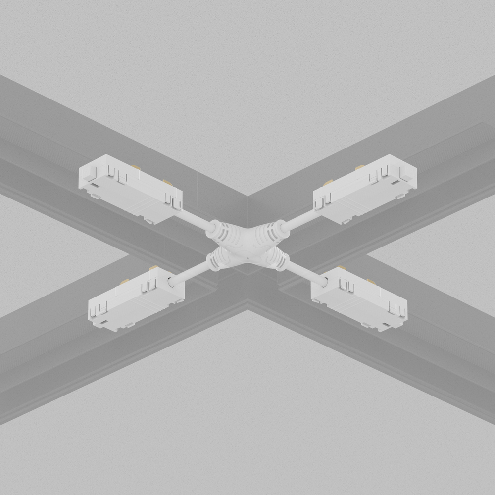 TR2116-WH Гибкий Х-образный, электрический коннектор трека SMART, белый