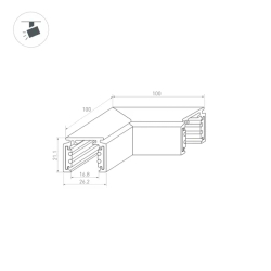Коннектор угловой MAG-ORIENT-CON-2620-L90 (BK) (Arlight, IP20 Металл, 3 года) 036020