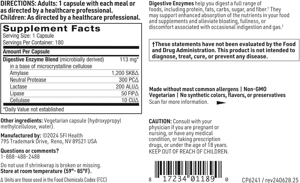 Klaire Labs - Digestive Enzymes 180 capsules