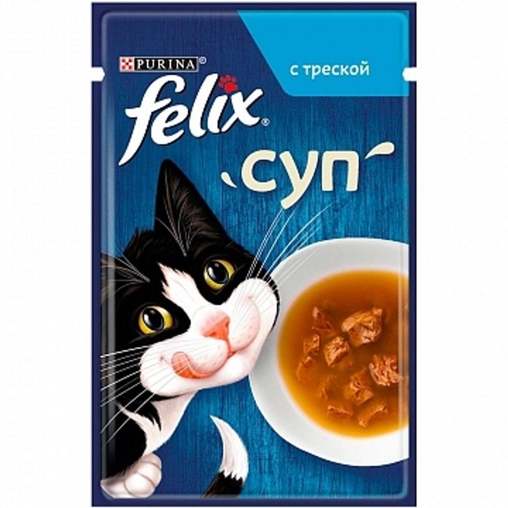 Влажный корм для кошек Суп с треской, 48г Felix