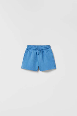 ZARA ШОРТЫ ИЗ МЯГКОЙ ТКАНИ, СИНИЙ