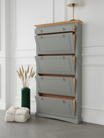 Тумба для обуви Неаполь из сосны, 4 двери с ящиком, 87х169х21 см, зеленый