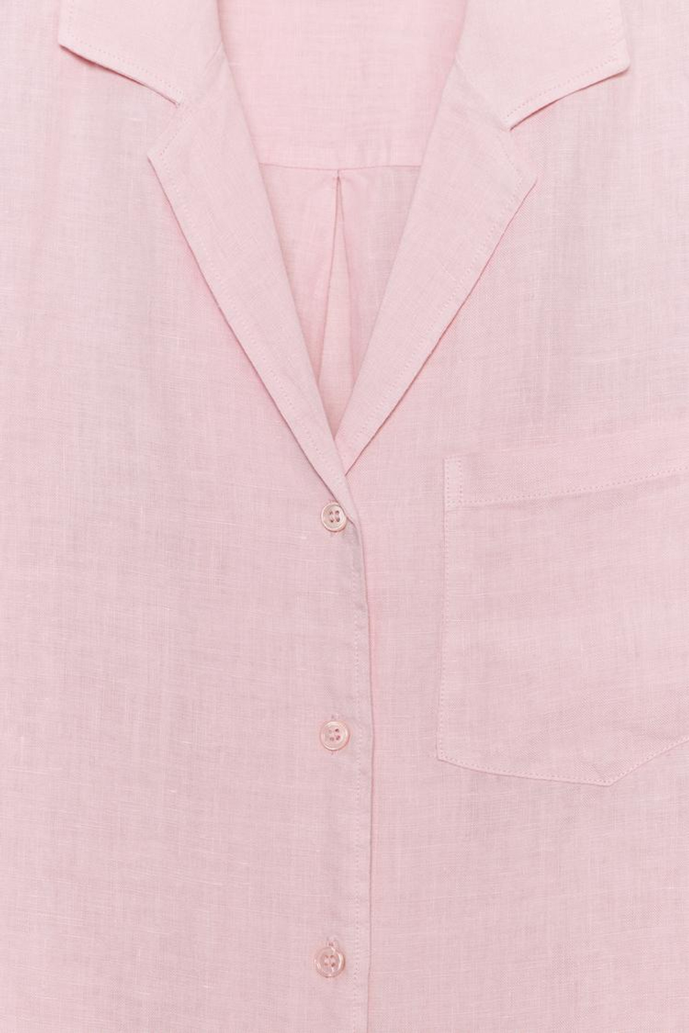 ZARA РУБАШКА ИЗ ЛЬНА С КАРМАНОМ — ZW COLLECTION, СВЕТЛАЯ МАЛЬВА