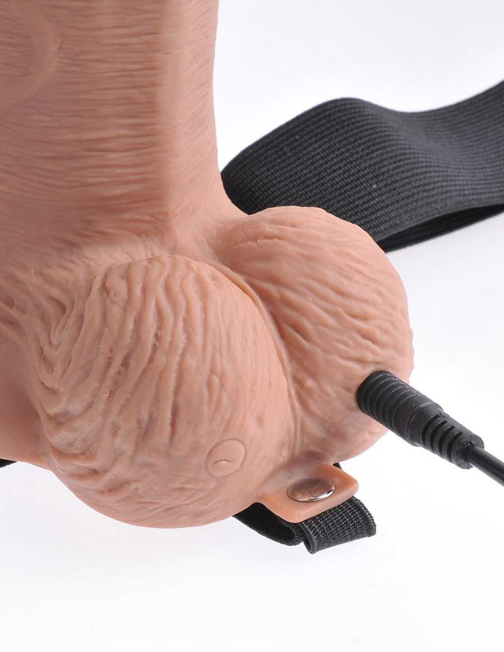 Кофейный перезаряжаемый фаллопротез 10 Hollow Strap-on with Remote - 21,6 см. (Цвет: кофейный)