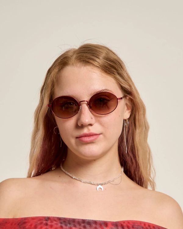 Очки солнцезащитные Oval red / gradient brown - фото 3