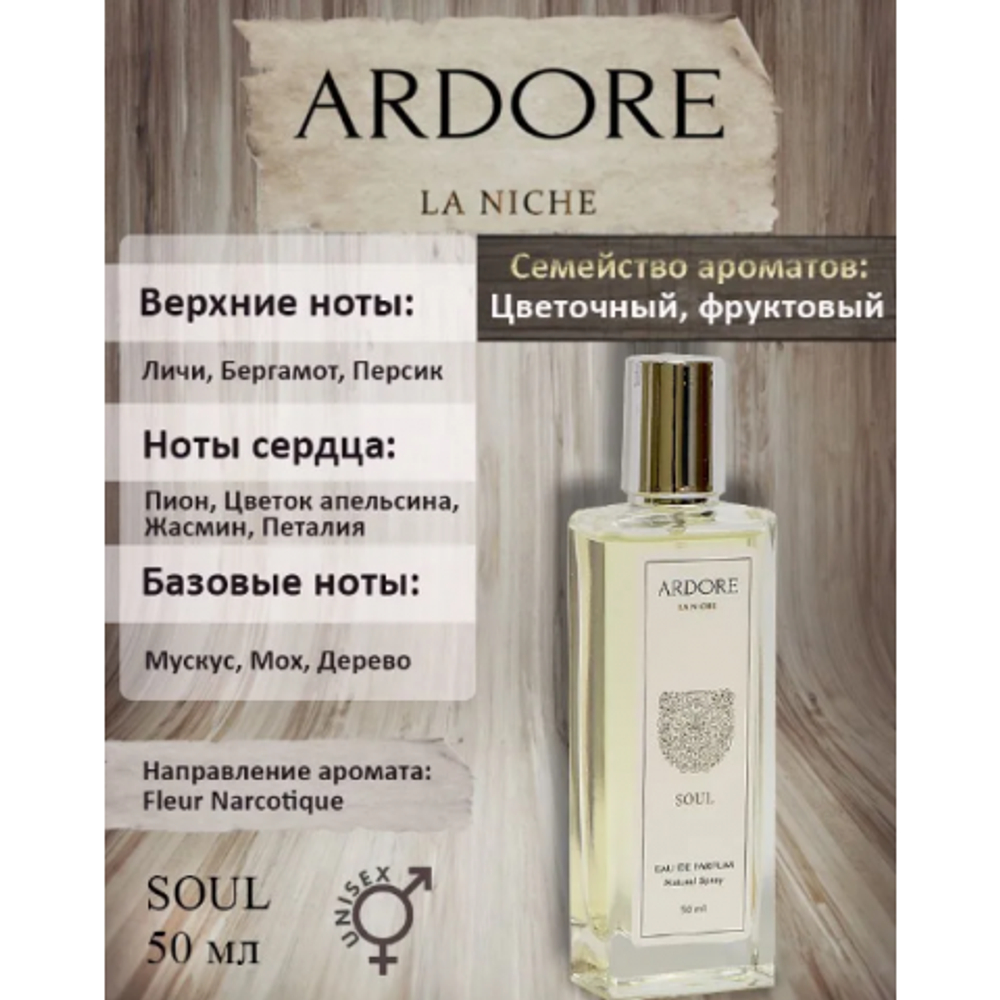 Парфюмерная вода Ardore SOUL унисекс 50 мл.