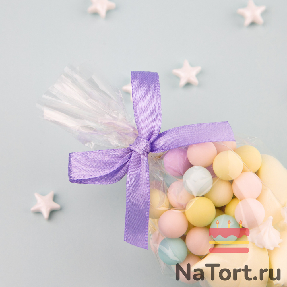 Твист лента с бантиком (сиреневый, 8 см) 50 шт