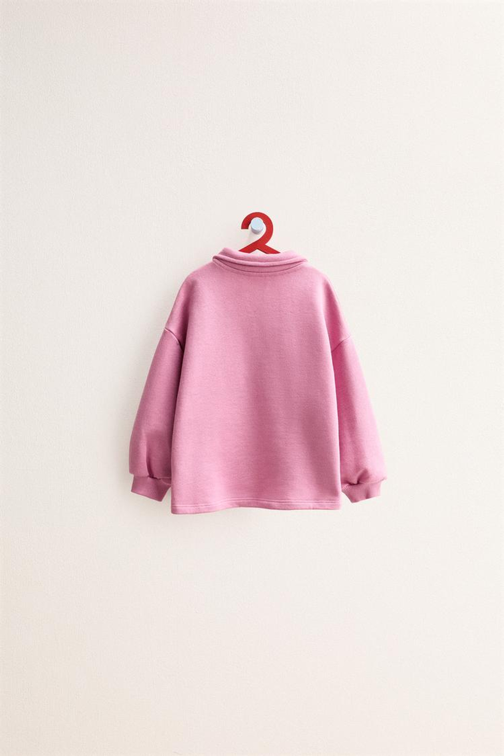 ZARA TIMELESS - ОДНОТОННАЯ ТОЛСТОВКА С ВОРОТНИКОМ ПОЛО, РОЗОВЫЙ