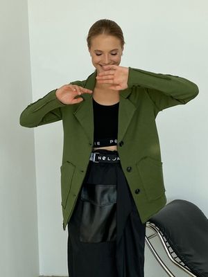 Жакет строчки трикотажный,  хаки