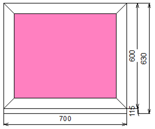 Пластиковое окно 600 х 700 ТермА Эко с глухой створкой