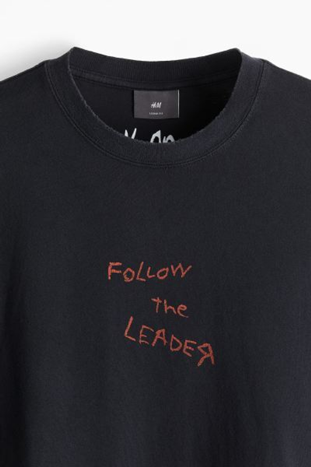 H&M Футболка оверсайз с принтом, черный