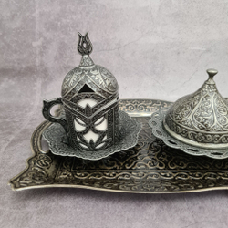Кофейный набор "Lale" на 2 персоны с лукумницей и подносом/ACAR. Турция (медный)