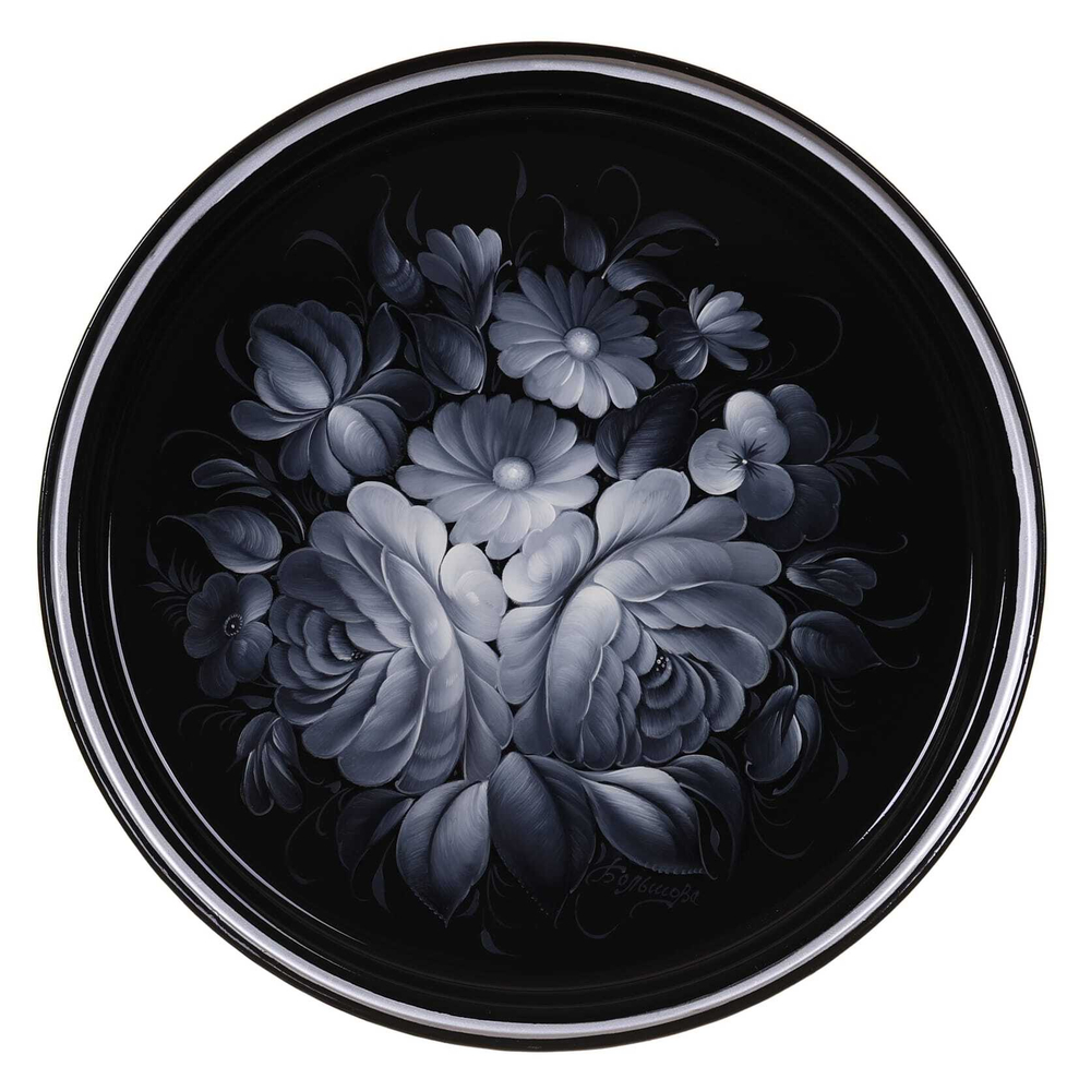 Жостовский поднос декоративный, размер 30 см (A9), металлический