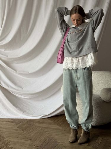 Женские зауженные джинсы голубого цвета