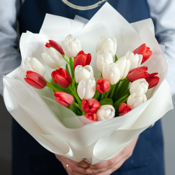 Белые и красные тюльпаны